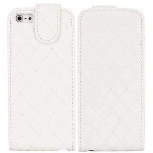 Nieuwe Grid Soft Leder Patroon Top Case voor de iPhone 5 5S wit