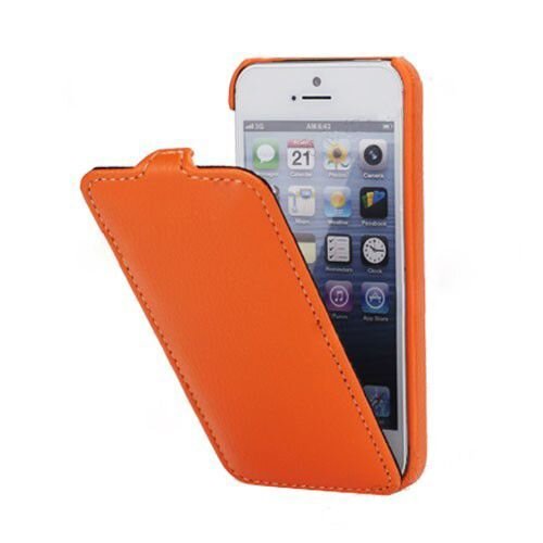 Melkco oranje Flip Lederen Case iPhone 5 5S