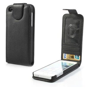 Flip pu Lederen Case iPhone 5 5S - zwart