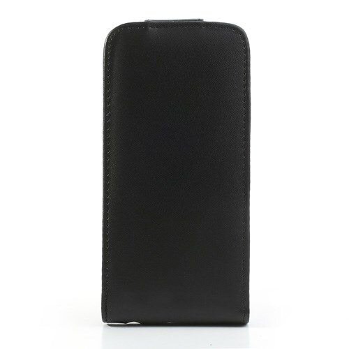 flip pu lederen case iphone 5 5s zwart