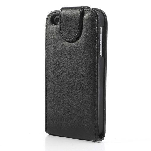 flip pu lederen case iphone 5 5s zwart