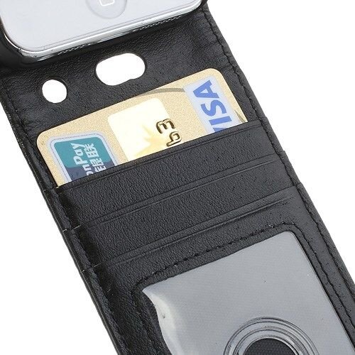 flip pu lederen case iphone 5 5s zwart