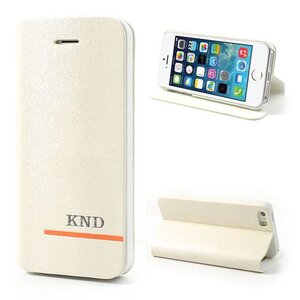 KND PU Leren Flip Stand Case voor iPhone 5S 5 wit