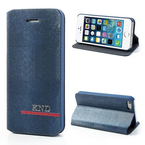 KND PU Leren Flip Stand Case voor iPhone 5S 5 blauw