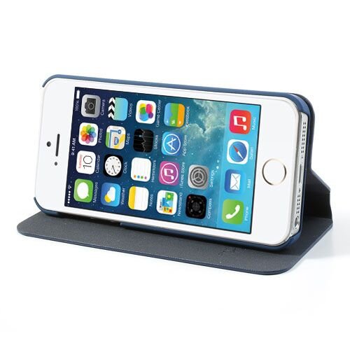 knd pu leren flip stand case voor iphone 5s 5 bla