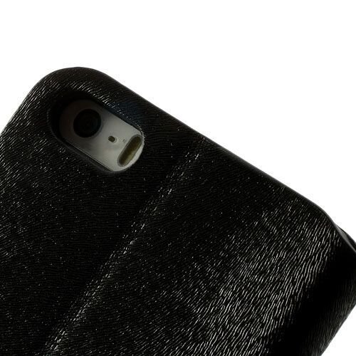 knd pu leren flip stand case voor iphone 5s 5 zwa