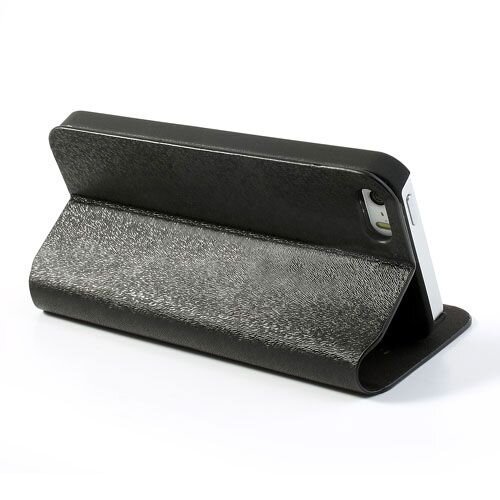 knd pu leren flip stand case voor iphone 5s 5 zwa