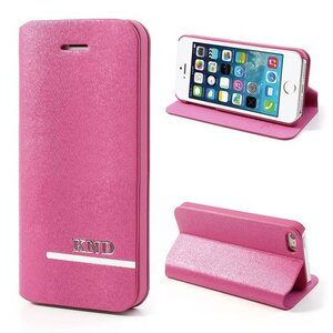 Icarer KND PU Leren Flip Stand Case voor iPhone 5S 5 roze