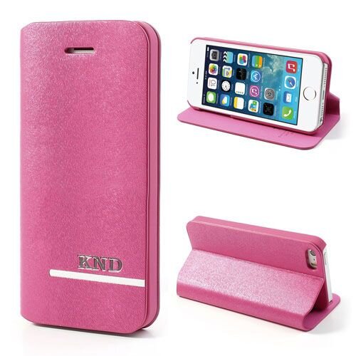 Icarer KND PU Leren Flip Stand Case voor iPhone 5S 5 roze