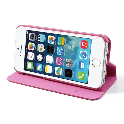 Icarer knd pu leren flip stand case voor iphone 5s 5 roz Icarer knd pu leren flip stand case voor iphone 5s 5 roz