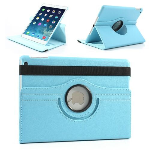 Litchi 360 graden draaibare Litchi leren Stand Cover voor iPad Air - Blauw
