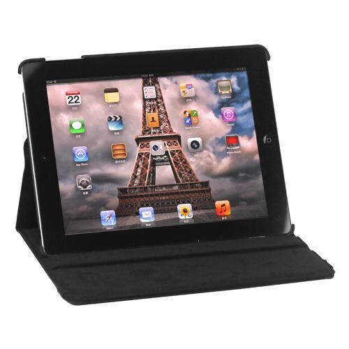 360 Graden Draaibare Nieuwe iPad 2,3,4 Leren Case Cover - Zwart