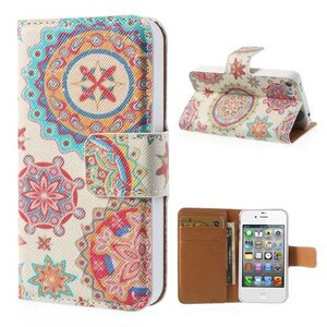 Gekleurd Bloemen Wallet Leren Case voor iPhone 4 4s Gekleurd Bloemen Wallet Leren Case voor iPhone 4 4s
