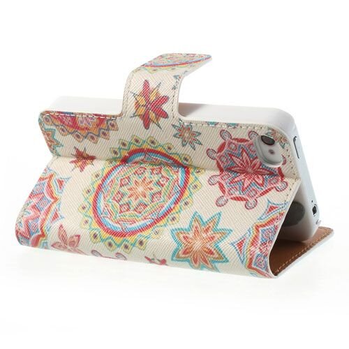 gekleurd bloemen wallet leren case voor iphone 4