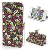 Mooie Bloemen Stand Leren hoesje voor iPhone 4 4S