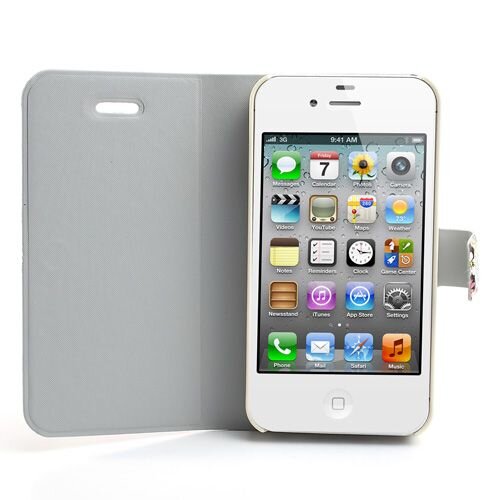 mooie bloemen stand leren hoesje voor iphone 4 4s