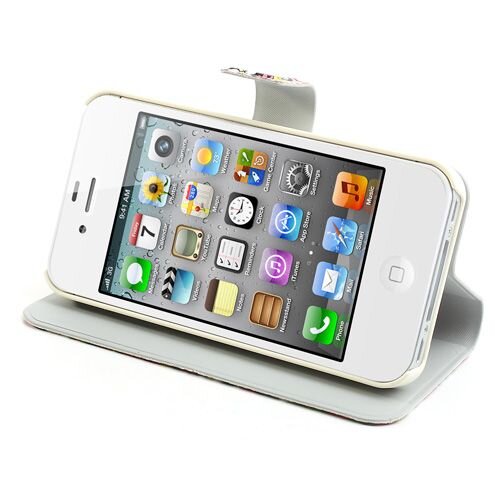 mooie bloemen stand leren hoesje voor iphone 4 4s