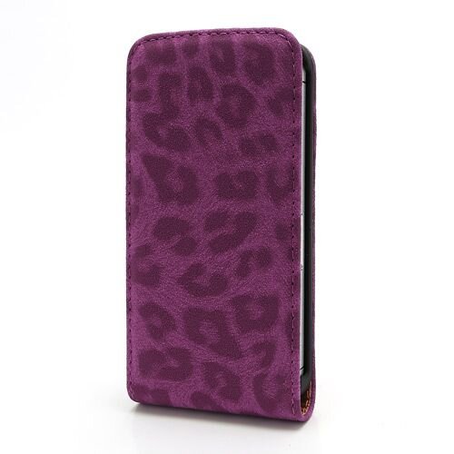 verticale flip leopard leren hoesje voor iphone 4 6655549