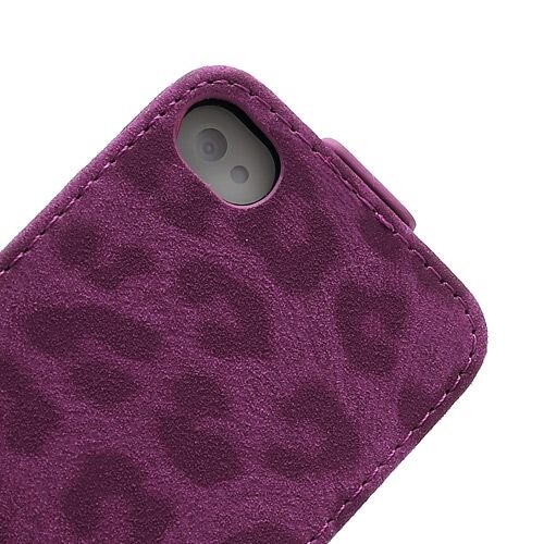 verticale flip leopard leren hoesje voor iphone 4 6655549