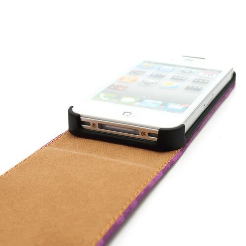 verticale flip leopard leren hoesje voor iphone 4 6655549