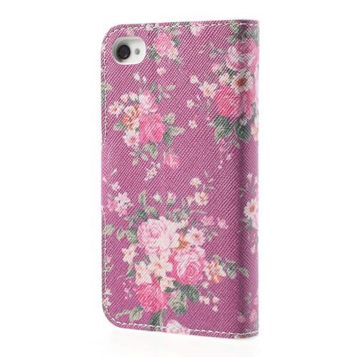 bloemen wallet leren hoesje voor iphone 4 4s