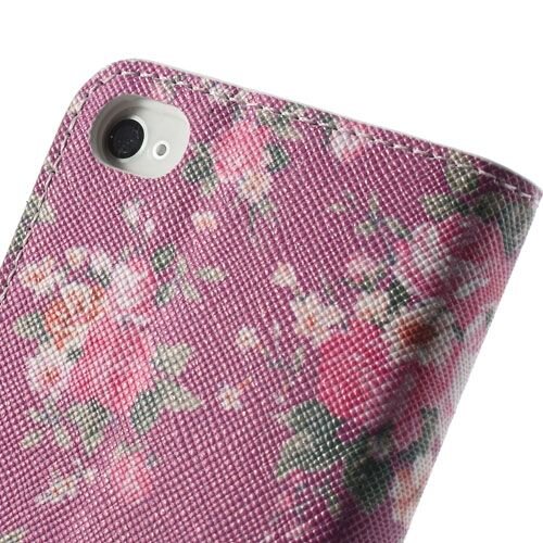 bloemen wallet leren hoesje voor iphone 4 4s