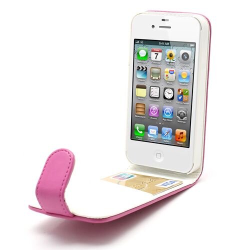 verticale flip pu leren hoesje voor iphone 4 4s 6655557
