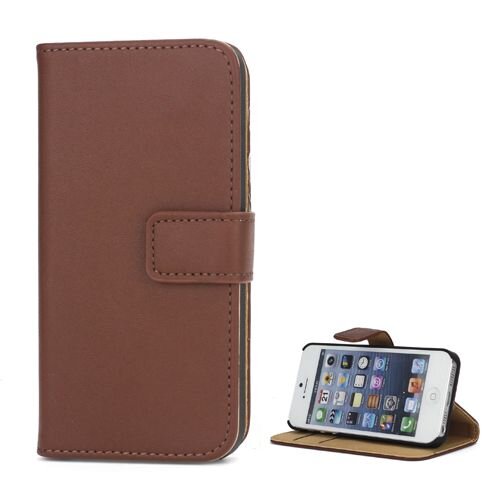 split leren wallet iphone 5 s se bruin