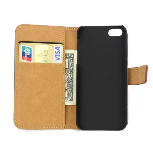 split leren wallet iphone 5 s se bruin