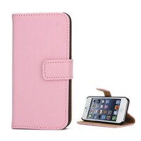Split Leren Wallet iPhone 5(s)/SE - Roze