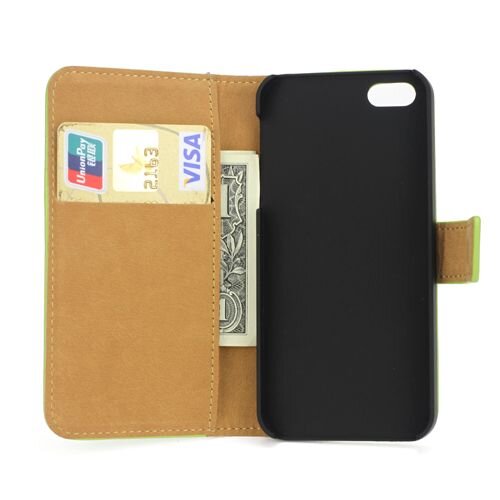 split leren wallet iphone 5 s se groen