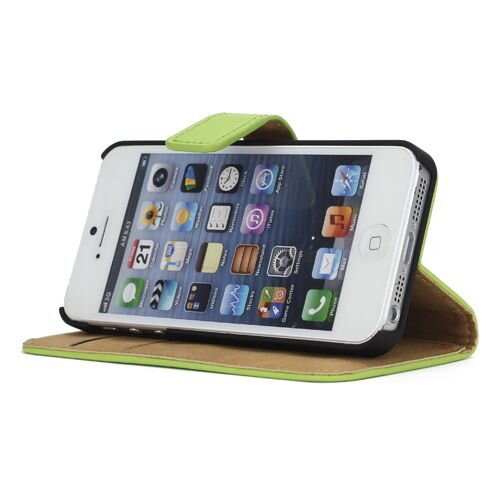 split leren wallet iphone 5 s se groen