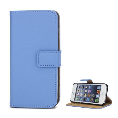 Split Leren Wallet iPhone 5(s)/SE - Blauw Split Leren Wallet iPhone 5(s)/SE - Blauw