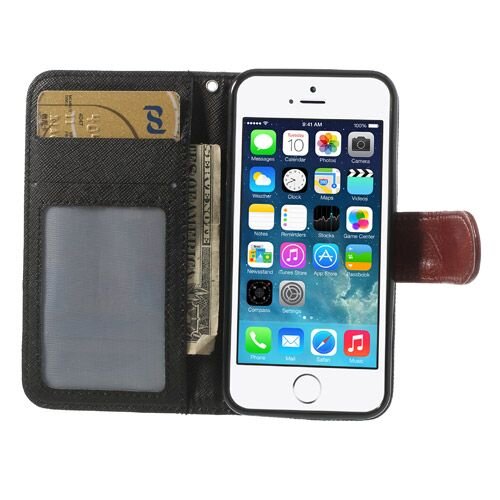 TVC bookcase cover voor iphone 5 5s w zwart TVC bookcase cover voor iphone 5 5s w zwart