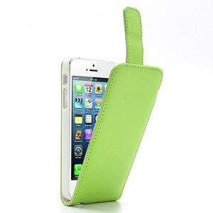 Icarer Verticale PU lederen flipcase voor iPhone 5 - Groen
