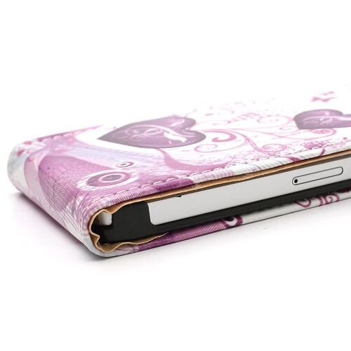 Icarer twee hartjes verticale flip leren hoesje voor iph Icarer twee hartjes verticale flip leren hoesje voor iph