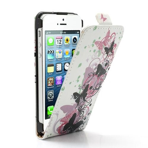 Icarer Vlinders Leren hoesje voor iPhone 5 5s