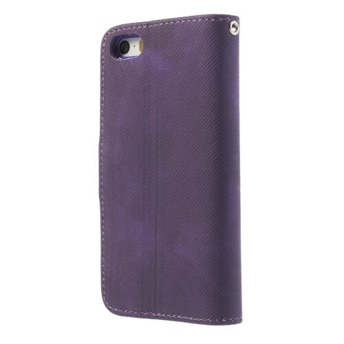 iphone 5 5s doek structuur leren case stand paars