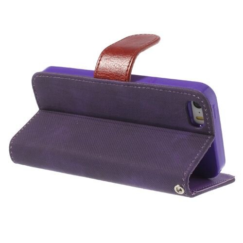 iphone 5 5s doek structuur leren case stand paars