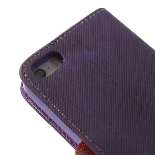 iphone 5 5s doek structuur leren case stand paars