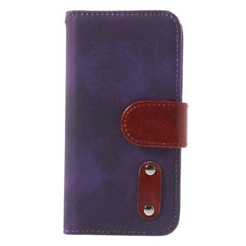 iphone 5 5s doek structuur leren case stand paars