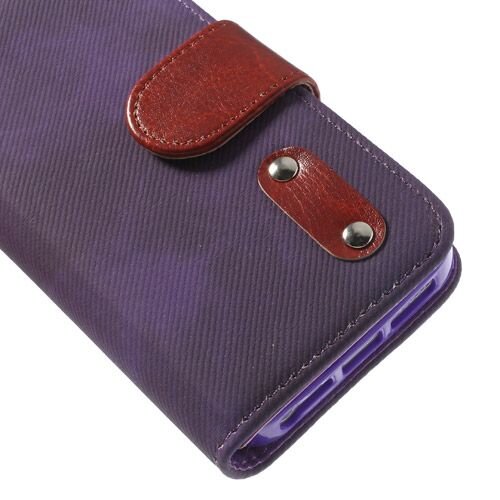 iphone 5 5s doek structuur leren case stand paars