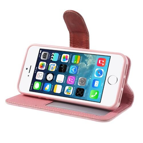 iphone 5 5s doek structuur leren case stand roze iphone 5 5s doek structuur leren case stand roze