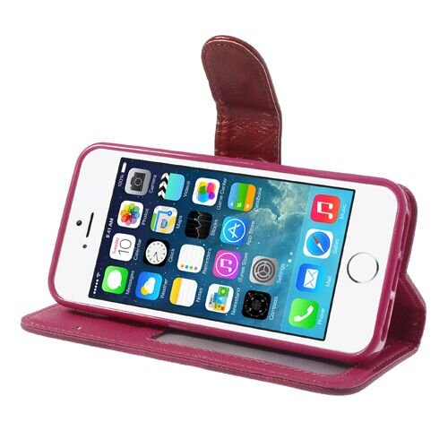iphone 5 5s doek structuur leren case stand hard