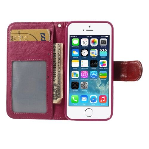 iphone 5 5s doek structuur leren case stand hard