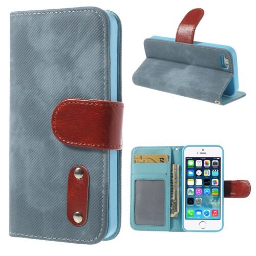 iphone 5 5s doek structuur leren case stand blauw iphone 5 5s doek structuur leren case stand blauw