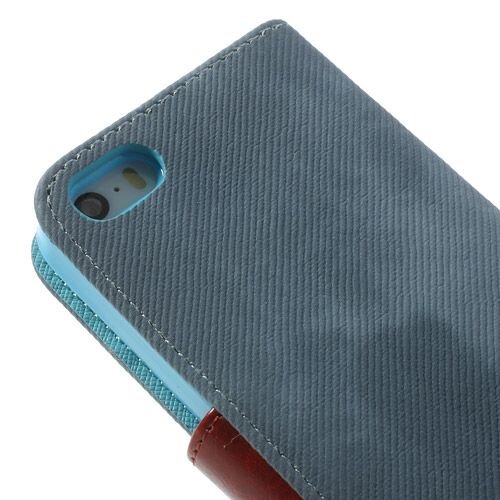iphone 5 5s doek structuur leren case stand blauw iphone 5 5s doek structuur leren case stand blauw