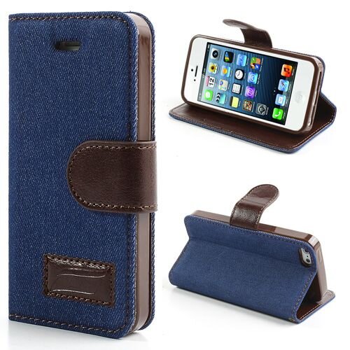 Spijkerstof Wallet iPhone 5(s)/SE - Blauw Spijkerstof Wallet iPhone 5(s)/SE - Blauw
