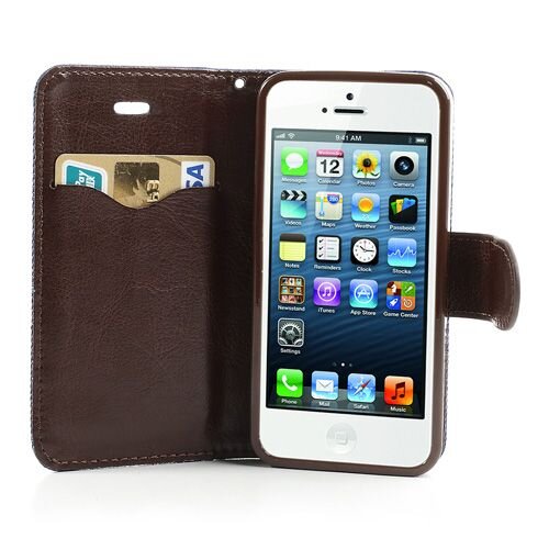 spijkerstof wallet iphone 5 s se blauw