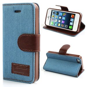 Spijkerstof Wallet iPhone 5(s)/SE - Lichtblauw Spijkerstof Wallet iPhone 5(s)/SE - Lichtblauw